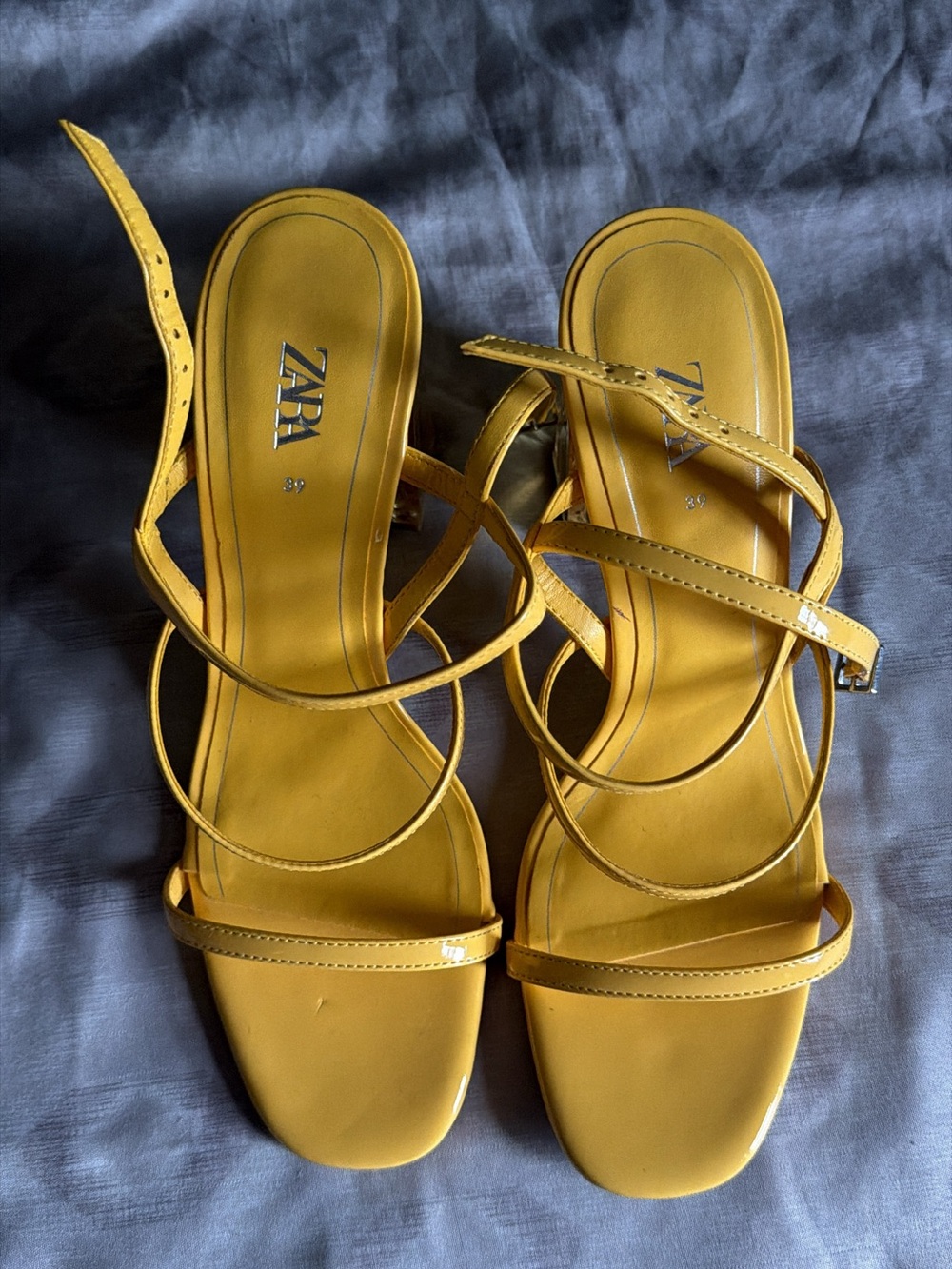 ZARA Mustard Yellow Strappy Heeled Sandals